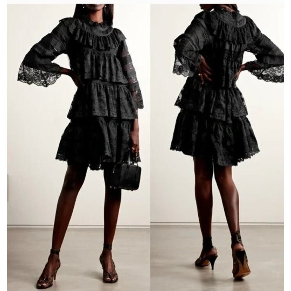 DOEN Sz M Medium Black Lace Oralie Dress Ramie